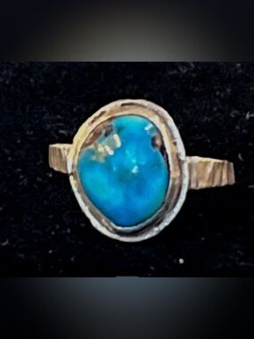 Faux Turquoise Blue Stone Silver Tone Ring for Women
